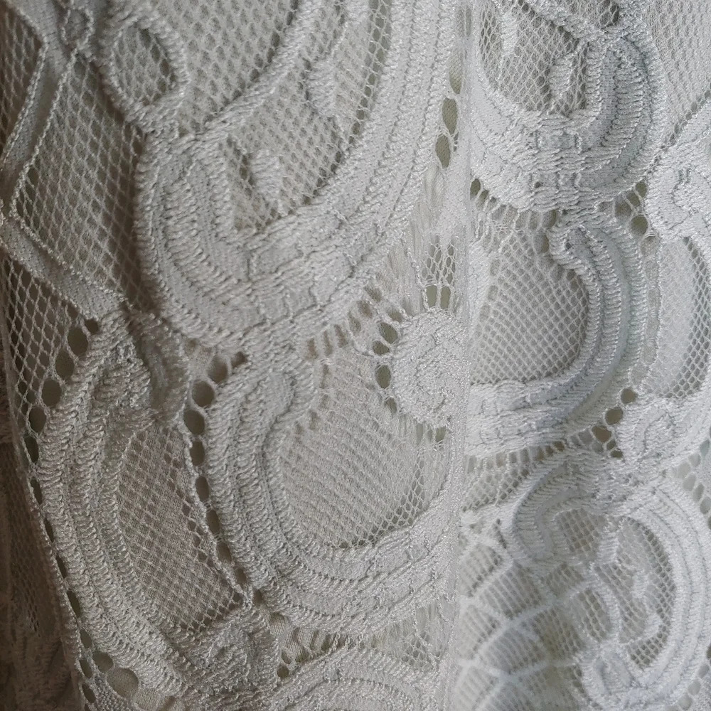 Luna Rae Mint Green Crochet Lace Short Sleeve Blouse Top Size Women's Large - Picture 8 of 12